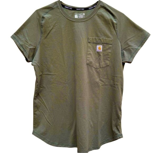 Carhartt Olive Tee Women's Large 12 - 14 T-shirt Layering Outdoor - Picture 6 of 6